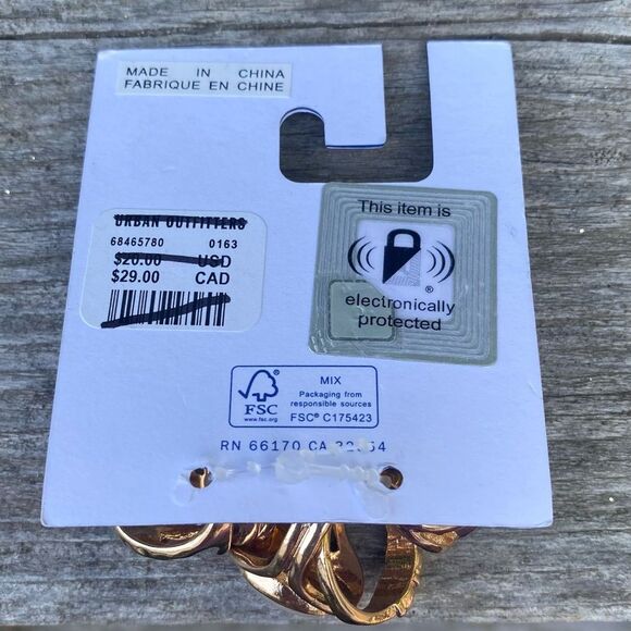 NWT New Urban Outfitters UO Gold/Green/White Five Stackable Ring Set. Size 6. - Picture 8 of 8